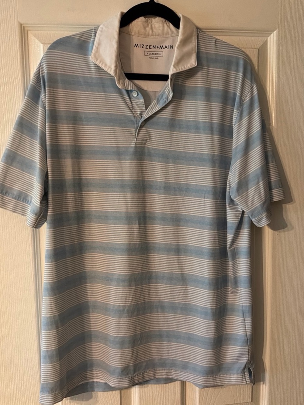 Mizzen+Main Men’s Blue & White Striped Polo